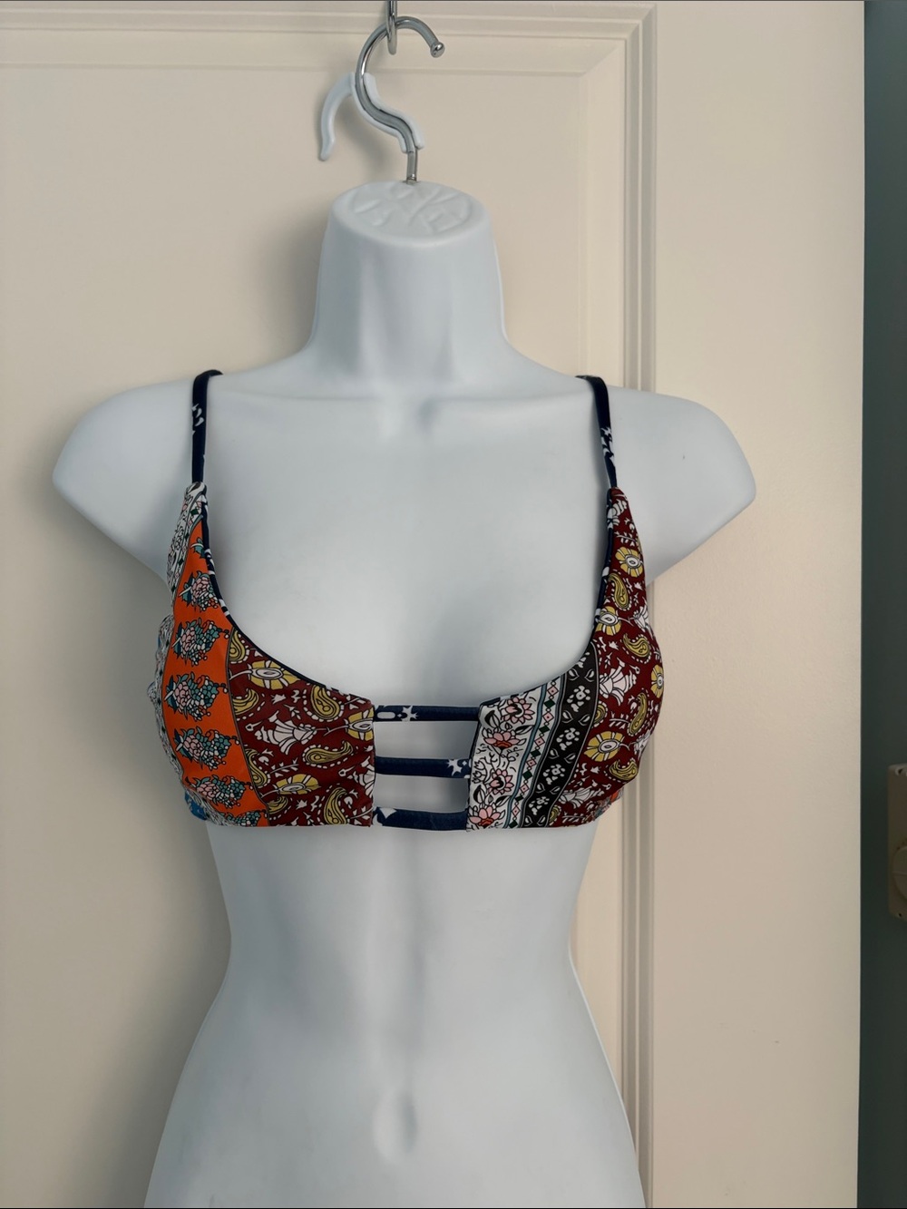 H&M Multicolor Strappy Bikini Top - Navy, Orange, Maroon